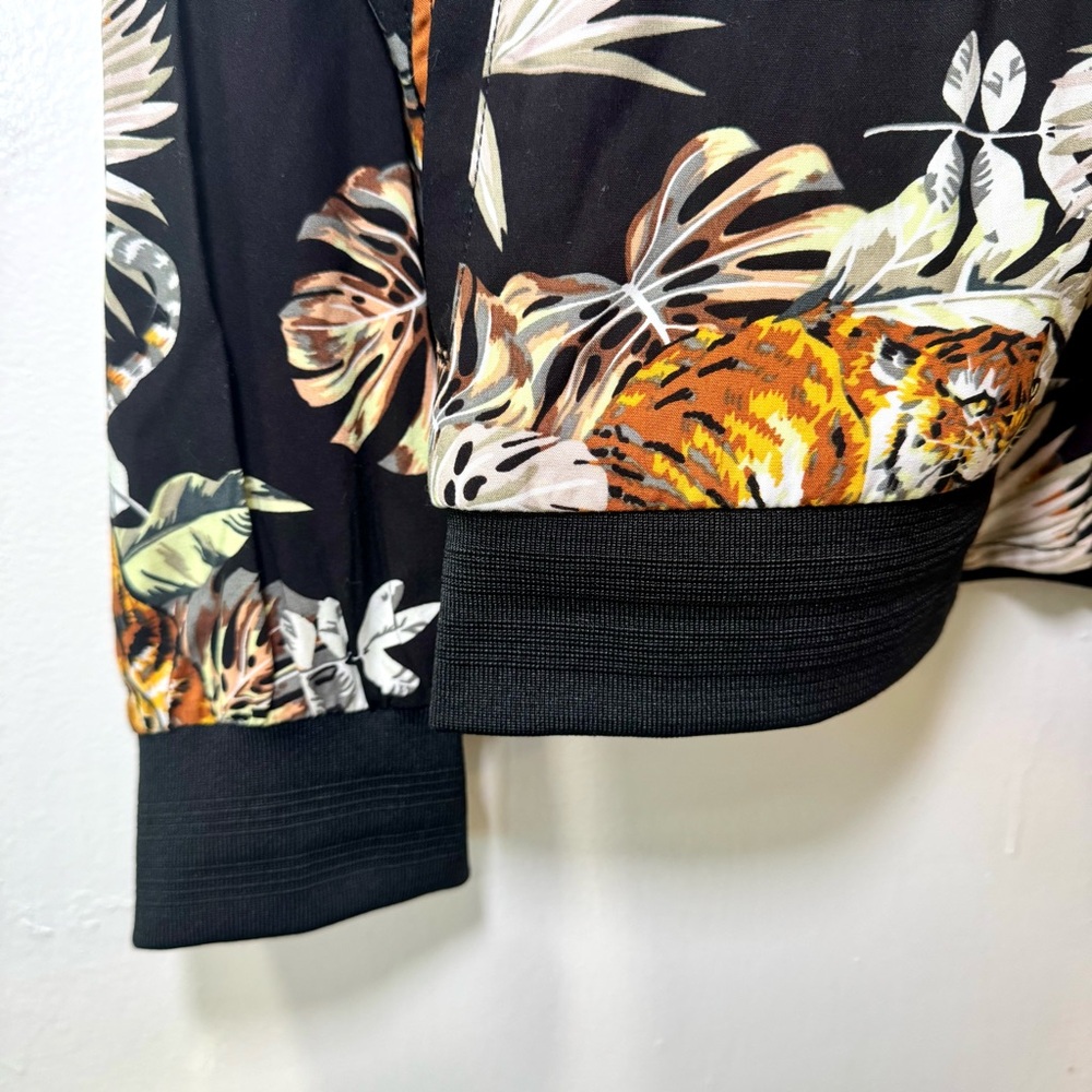 Denim & Flower by Ricky Singh Black Tiger Print Bomber Jacket – XL - Picture 4 of 10